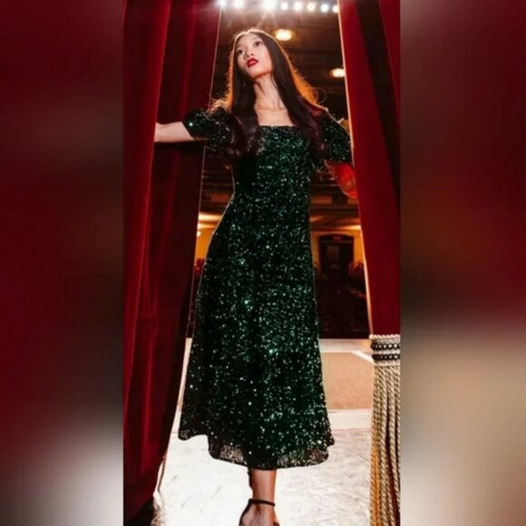 NWT Ivy City Co Green Sequin Vivian Dress Size XL - Picture 10 of 16